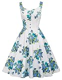 Belle Poque Homecoming 1950s Retro Vintage Sleeveless V-Neck Flared A-Line Dress BP416