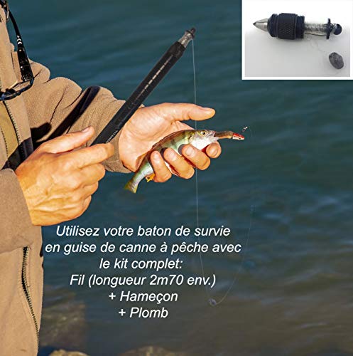 Titaneo Kit De Survie Tactique 8 En 1 : Pierre A Feu +kit De Peche +boussole +paracorde +sifflet De Signalisation +décapsuleur +brise Vitre + Pour Camping/randonnée/alpinisme/foret/survivalisme