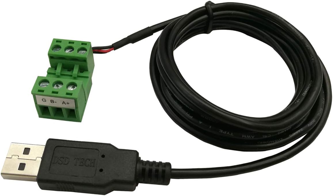 DSD TECH SH-U14 USB to RS485 Cable Built-in FTDI chip with Terminal Board 1.8M/5.9FT, Black, 1.8 meters (5.9 feet)