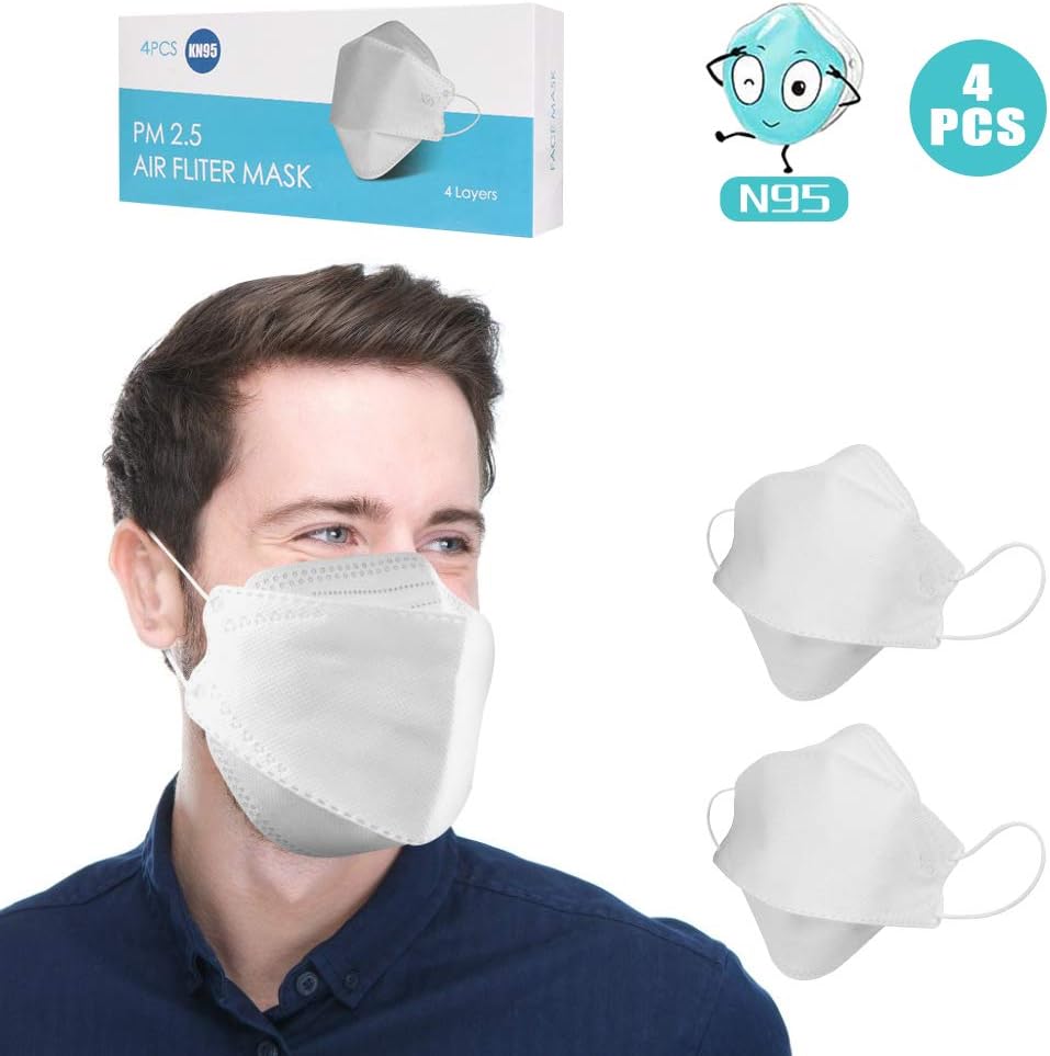N95 massks,4 Pcs Safety 4-Layer massks,Disposable Breathable Particulate Respirator Dust Anti PM2.5 Pollution Mouth Face massk, Comfortable massk with Triple Layered Filter