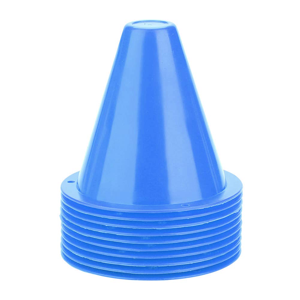 Samfox Soccer Training Cone, Sport Cones Plastic Football Barriers Marker Football Cone Set 10pcs(Blue)