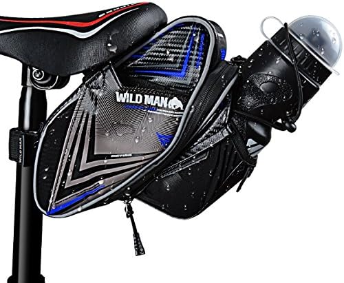 Bike Seat Bag 1.5L Mountain Road MTB Bicycle Frame Bag with Water Bottle Holder Water-resistant Cycling Rear Seat Pack