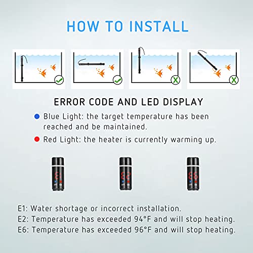 VIVOSUN Aquarium Heater 50W/100W/200W/300W/400W/500W Submersible