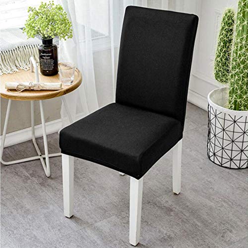 Leanking Knit Spandex Fabric Stretch Removable Washable Dining Room Chair Slipcover Home Decor Set of 4 (Black 2, 4 Pcs)