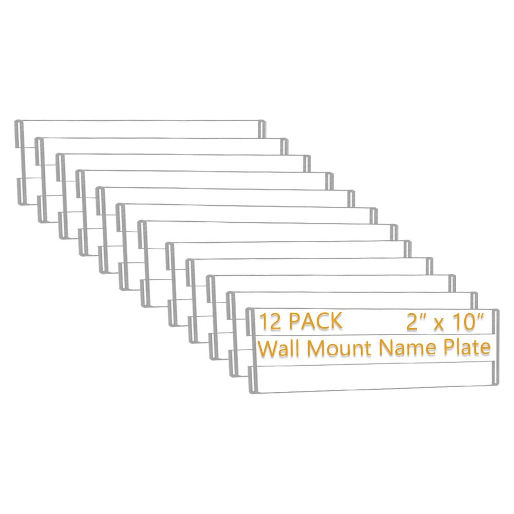 Photo 1 of 12 Pack 10"W x 2"H Acrylic Office Name Plates Name Labels for Wall, Clear Sign Holder for Wall Display, with Adhesive Backing