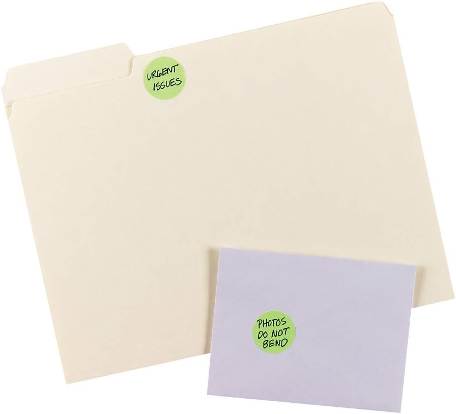 Avery 5498 Removable Print or Write Color Coding Labels for Laser Printers, 1-1/4" Round - Neon Green (Pack of 400) : Office Products