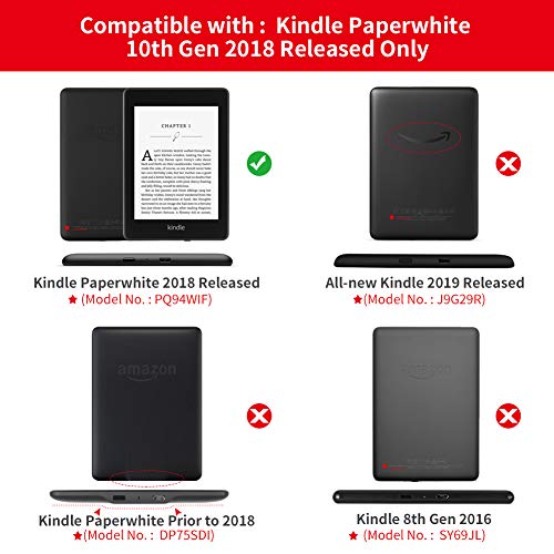 Jingdu Water-Safe Painting Case for All-New Kindle Paperwhite 10th Generation 2018 Released Premium PU Leather Slim Lightweight Smart Cover with Auto Wake/Sleep,B-Library