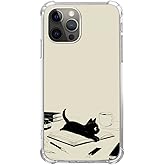 Mabluworqe Black Cat and Books Case Compatible with iPhone 12 and iPhone 12 Pro, Cute Black Cat Case for iPhone 12 and iPhone 12 Pro for Teens Men and Women, Cool TPU Bumper Phone Case Cover