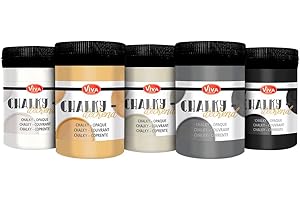 Viva Decor Chalk Paint for Furniture - Set of 5 (Classic: White, Caramel, Natural, Grey, Anthracite,5x3,38 fl oz) Painting DIY, Glass, Multi-Surface Craft Paint, Non-Toxic, All-in-One, Made in Germany