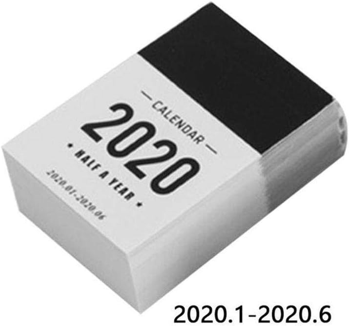 Funarrow Mini Half Year Calendar Learning Desk Calendar 2019-2020 Minimalist Design Style Easy to Carry Double Adhesive Tape, for School, Office and Home