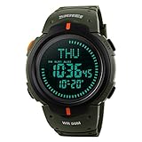 Men's Sports Digital Watch Survival Compass Waterproof Wristwatch - Military Green