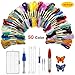 Magic Embroidery Pen Punch Needle, Warmhoming Embroidery Pen Set Craft Tool Including 50 Color Threads for DIY Threaders Sewing Knitting (Colorful)