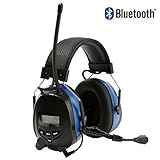 Noise Reduction Wireless Earmuffs with Bluetooth AM FM Digital Radio and Microphone,NRR 25dB Professional Ear Hearing Protection Headphones,Electronic Ear Defenders for Working Mowing Construction