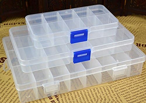 BUNITA,Tool Box Packing 10 15 24 Grids Plastic Box Toolbox DIY Storage JEWELRY BOX Transparent Plastic Power Tools Box Case