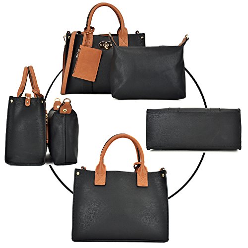 Women Handbag 3 Pieces Set Leather Shoulder Bag Satchel Purse 3 in 1 Simple Design White - Thumbnail 3