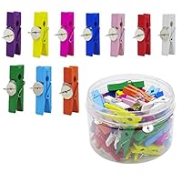 LCZX 50 Pack Push Pins with Colorful Wooden Clips Thumbtacks Pushpins Tacks for Bulletin Cork Boards Artworks Notes Photos and Craft Projects
