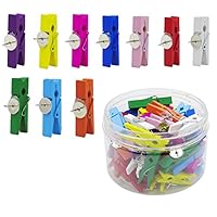 LCZX 50 Pack Push Pins with Colorful Wooden Clips Thumbtacks Pushpins Tacks for Bulletin Cork Boards Artworks Notes Photos and Craft Projects