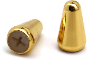 YiJunHui 2-Pack Chrome 5-Way Switch Tip & Knob Cap Set for Fender Strat/Telecaster | Durable Metal Replacement Parts with Polished Finish (Gold)
