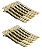 AKOAK 12 Pcs/Pack Professional Hairdressing Salon Hair Styling Stainless Steel Hairdressing Duck Bill Alligator Clips Fashion Styling Tools?Gold?