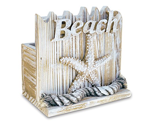 image for Puzzled Baja Beach Starfish Wooden 4 Piece Coasters With Holder Set - 