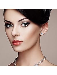 Sweetv - Pendientes de tuerca con circonita cúbica de 0.394 in, corte redondo, hipoalergénicos, para mujeres y niñas