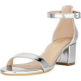 Heels Charm Women's Strappy Chunky Block Low Heeled Sandals 2 Inch Open Toe Ankle Strap High Heel Dress Sandals Daily Work Party Shoes
