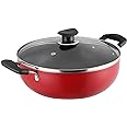 Vinod Cookware Zest Non-Stick Induction Friendly Deep Kadai With Lid Red/Black 2.6 Litres