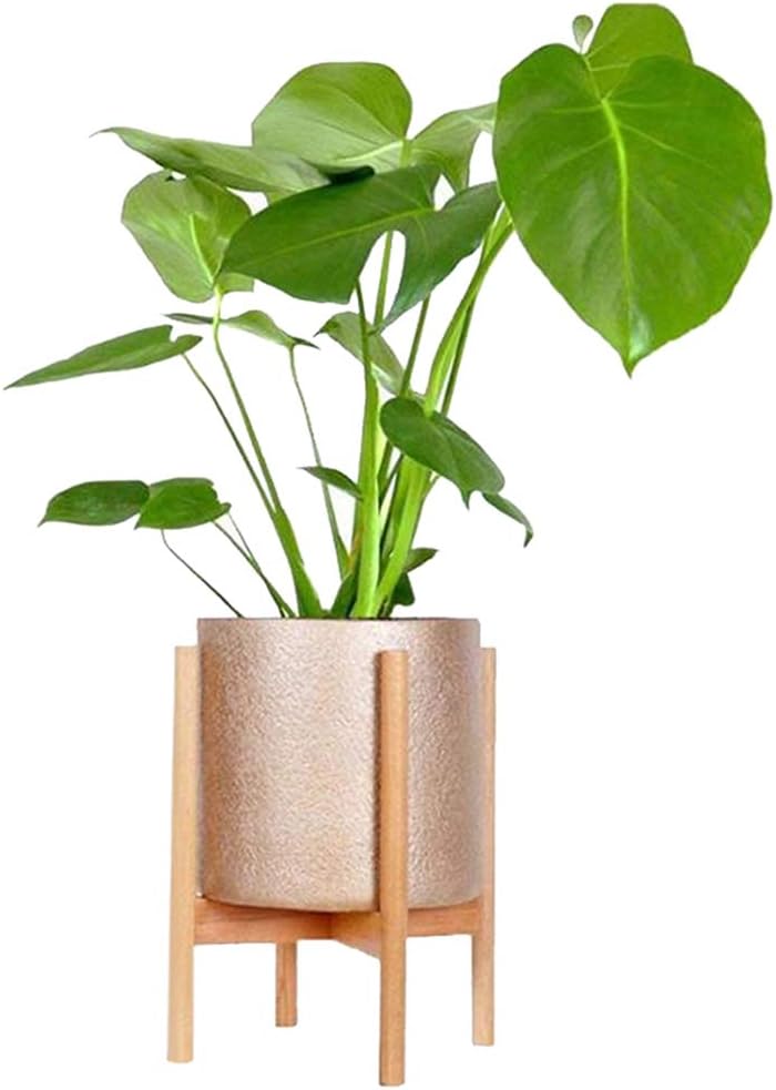 Mid Century Plant Stand - Indoor Wood Flower Pot Holder, Wooden Display Potted Rack, Modern Home Decor for Living Room, Bedroom and Office - Fits Max 6 Inch Planter (Plant and Pot NOT Included)