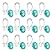 Stainless Steel Rust Resistant Double Hooks Glide Shower Ring Hangs for Both Shower Curtain and Liner 12-Pack (Aqua Blue)