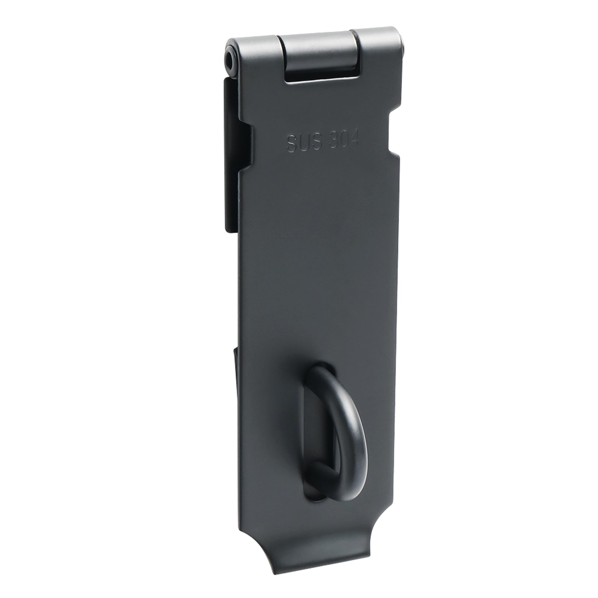 Sayayo SUS304 Stainless Steel Padlock Hasp Door Lock Shed Lock, 5-Inch Heavy Duty Hasp and Staple Door Clasp Gate Latch, Matte Black(Not Include Padlock)