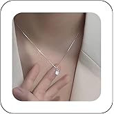 Erimberate Bohemian Teardrop Crystal Choker Necklace Silver Cz Pendant Necklace Water Drop Solitaire Chain Necklace Tiny Rhinestone Collar Necklace Jewelry for Women Gifts