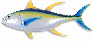 Hand Painted Large 18" Yellow Fin Tuna Salt Water Game Fish Wall Mount Decor Plaque
