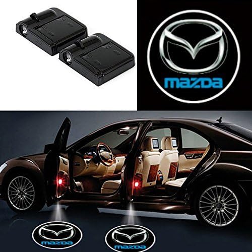 2Pcs Wireless Universal Car Projection LED Projector Door Shadow Light Welcome Light Laser Emblem Logo Lamps Kit No Drilling Required for Mazda