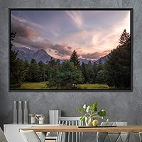 Framed Canvas Wall Art Mountainscape Aerial Dramatic Landscape Mountain Top Multicolor Photography Realism Rustic Warm - 16x24 inches