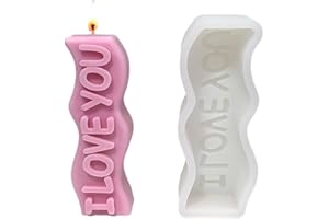 TOPYS Wave Alphabet Letter Pillar Silicone Candle Molds, DIY Casting Epoxy Letter Molds for Clay Resin Pendant Plaster Carving Making Aromatherapy White Elephant Gifts (i Love You)