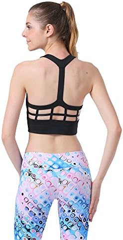 Women's Yoga Sports Bras High Impact Tank Top Full-Support Removable Padded Activewear Bra Black M