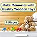 Hape Wooden Cars Infant Toys Wooden Toy Cars Airplane Truck and Helicopter Baby Wooden Toys, Tummy Time Push Toys Wooden Toddler Toys (4 Vehicles)
