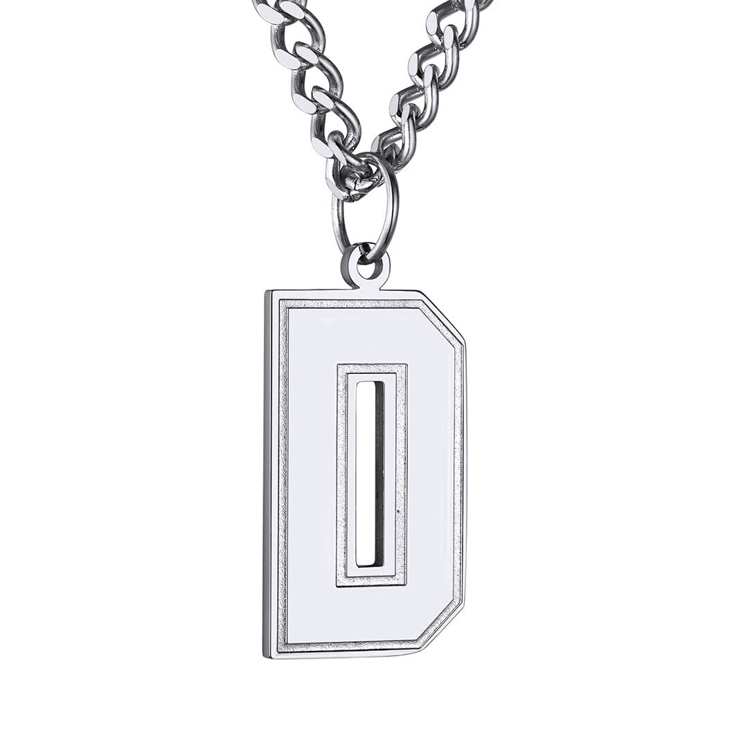 GoldChic Jewerly Stainless Steel Hip Hop Men Necklaces, Inspiration Baseball Jersey Letter D Pendant For Him