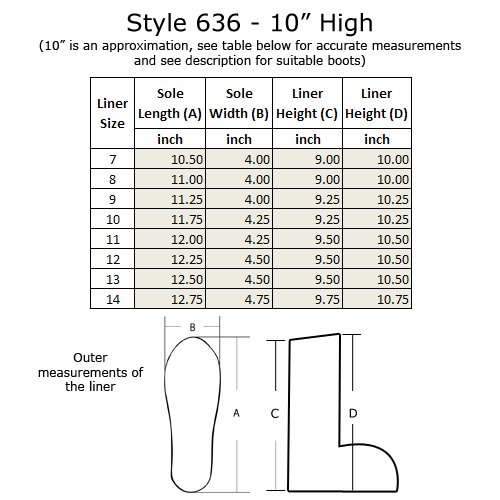 Boot Liners 636 - 10" High - Size 9 - Thumbnail 3