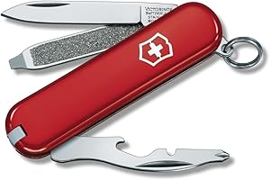 Victorinox Rally Swiss Army Knife, Compact, 9 Functions, Swiss Made Pocket Knife with Magnetic Phillips Screwdriver, Bottle Opener and Key Ring - Red