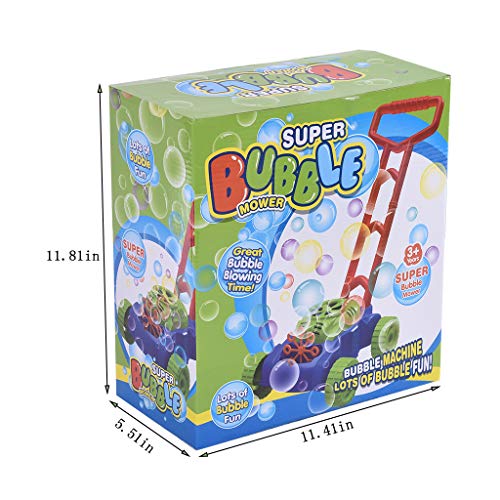 Binory US Fast Shipment Electronic Lawn Mower Bubble Machine Trolley Kids Outdoor Game Toys, Durable Bubble Blower Maker Encourages Pretend Play for Children Ages 3+ Indoor Outside Fun Sports(Blue)