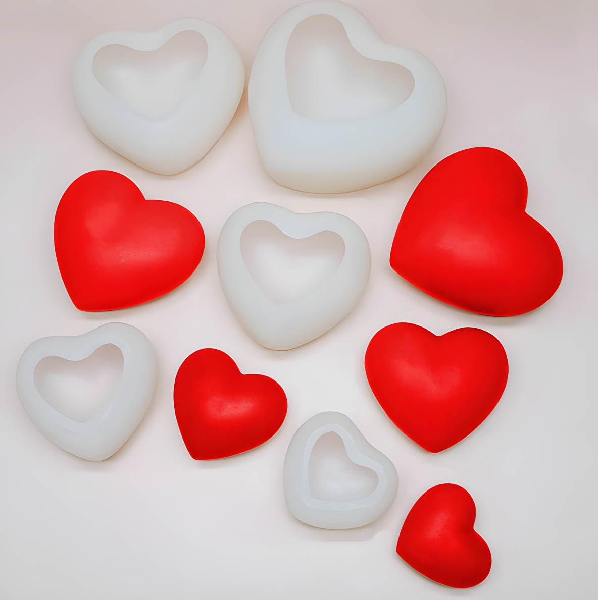 Photo 1 of 5 Sizes Heart Silicone Mold Candy Molds for Chocolate Bombs, Cookie Decor, Pastry, Cake, Jelly, Valentine’s Day 3D Heart Shape DIY Casting Craft for Epoxy Resin Art, Candles, Handmade Soap Making
