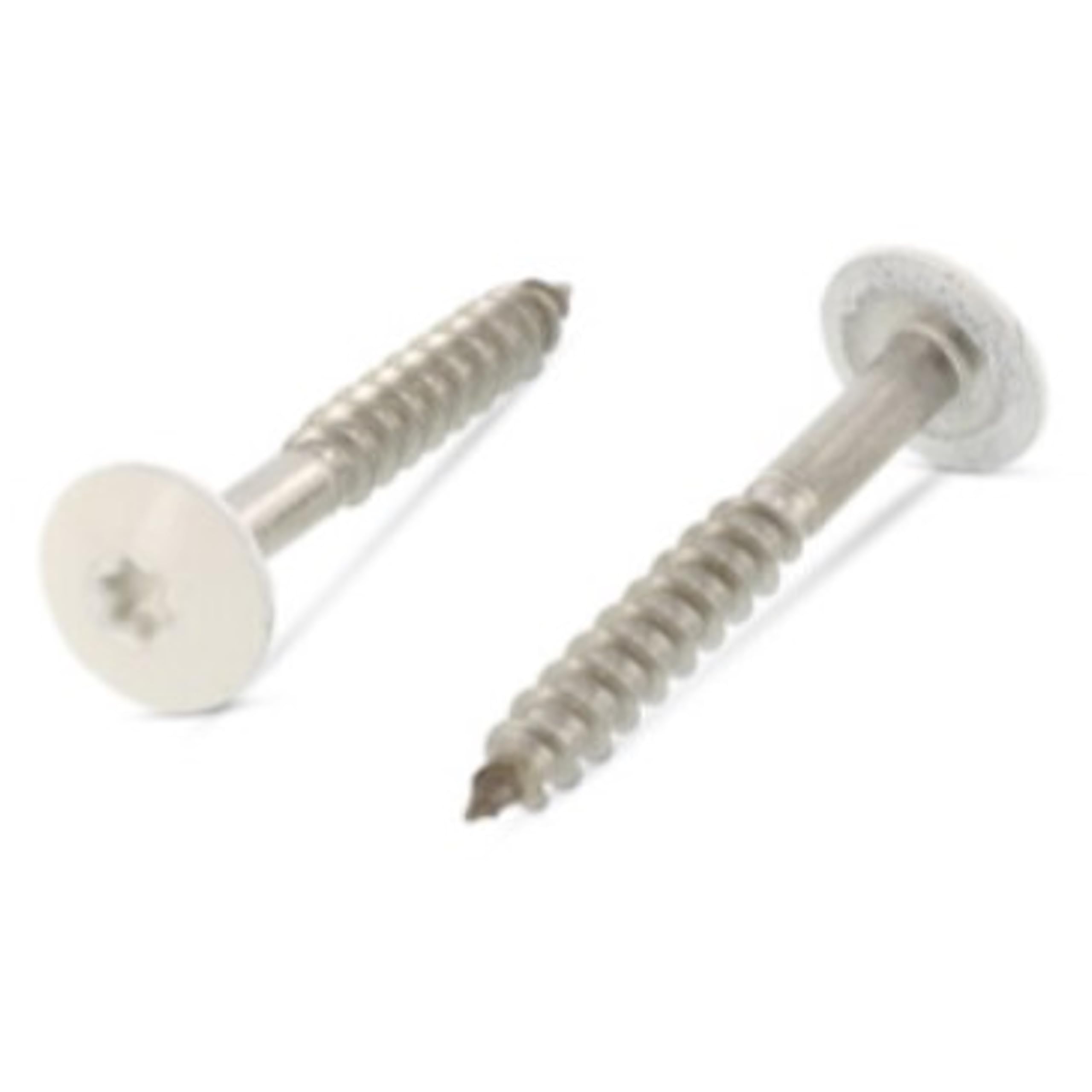 Trespo Wood Screws 4.8 x 38 mm Pack of 25 Stainless Steel A2 / V2A Round Head Wood Screws with Hexalobular Socket Rust-Proof Powder Coated RAL 9001 Cream White