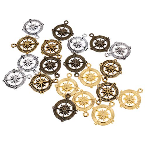 image for NATFUR 20pcs Vintage Compass Pendants DIY Jewelry Retro for Necklace K