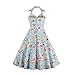 Vintage Halter Cocktail Dress 1950S Retro Swing Homecoming Dresses Floral Print 2XL
