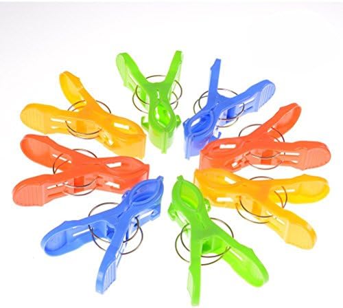 8pcs Large Sized Bright Color Plastic Beach Towel Clips Quilt Clips for Sunbed