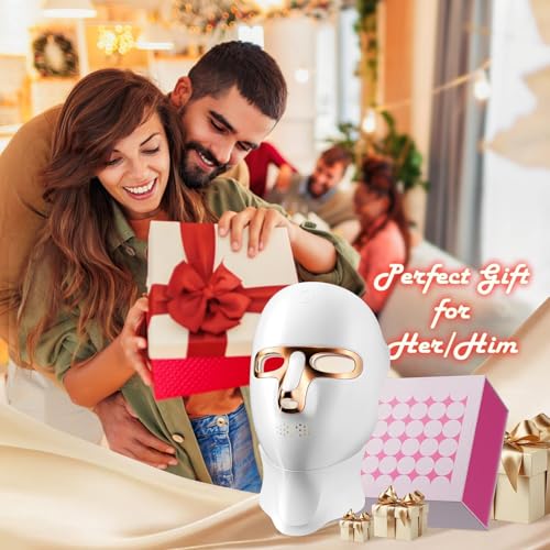 ONLUKY Red Light Therapy Mask for Face - Cordless LED Light Therapy Mask with 7 Colors, USB-C Rechargeable, Infrared & Near-Infrared for Skin Care, Home, Travel, Yoga, Sleep (gold)