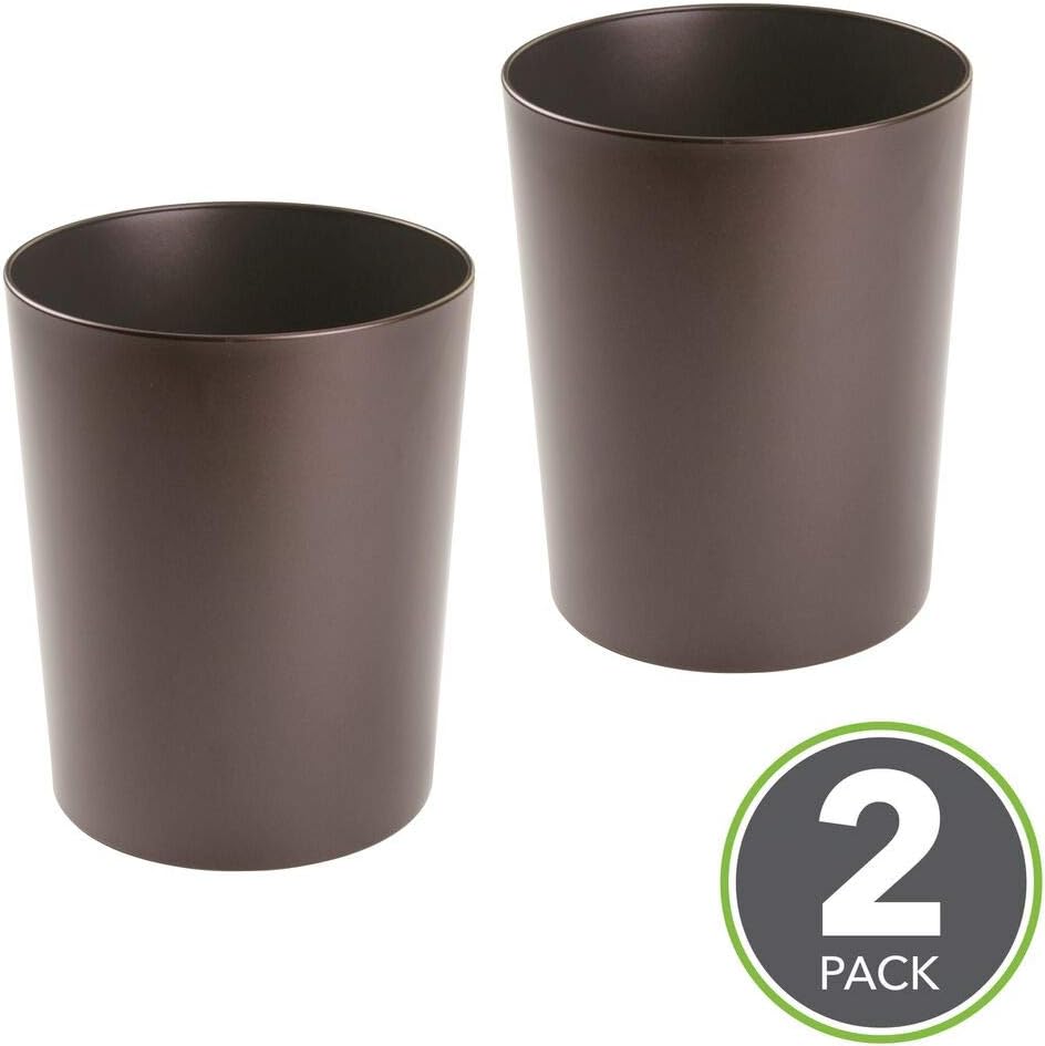 mDesign Bronze Wastepaper Bin Bedroom Bin & Rubbish Bin for Bedrooms