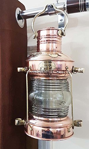 Tanishka Exports Nautical Anchor Oil Lamp Decorative Hanging Lamp Vintage Style Lantern Brass & Copper Lantern