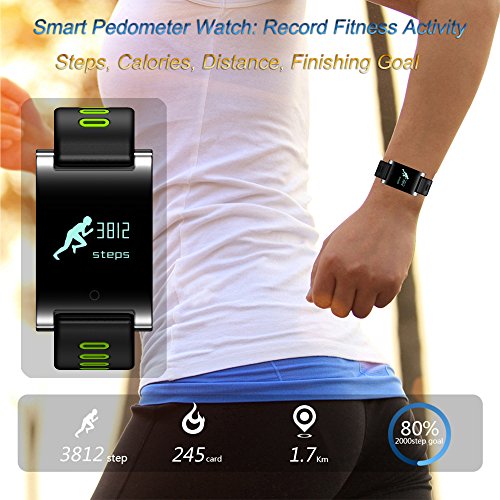 kingkok Blood Pressure Monitor Touch Screen Personal Fitness Tracker Waterproof Pedometer Heart Rate Activity Tracker Watch [Green] - Thumbnail 4